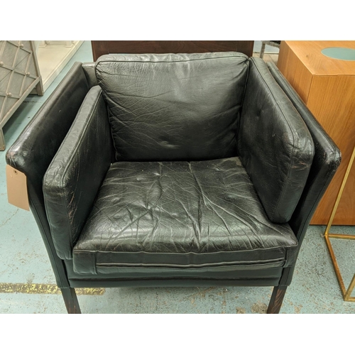 466 - ARMCHAIR, Morgens Hansen style, leather upholstered, 84cm W.