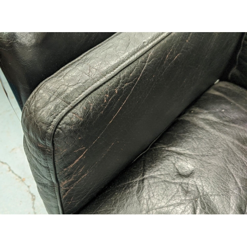 466 - ARMCHAIR, Morgens Hansen style, leather upholstered, 84cm W.