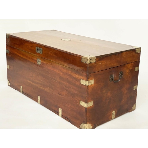 110 - CAMPHORWOOD TRUNK, 19th century Chinese export brass bound with rising lid and carrying handles, 105... 