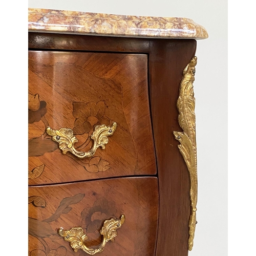 125 - TABLES DE NUIT, a pair, French kingwood and floral marquetry inlaid each with two drawers, 76cm H x ... 