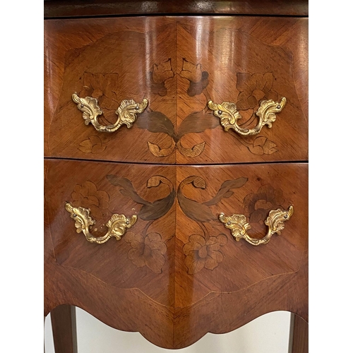 125 - TABLES DE NUIT, a pair, French kingwood and floral marquetry inlaid each with two drawers, 76cm H x ... 