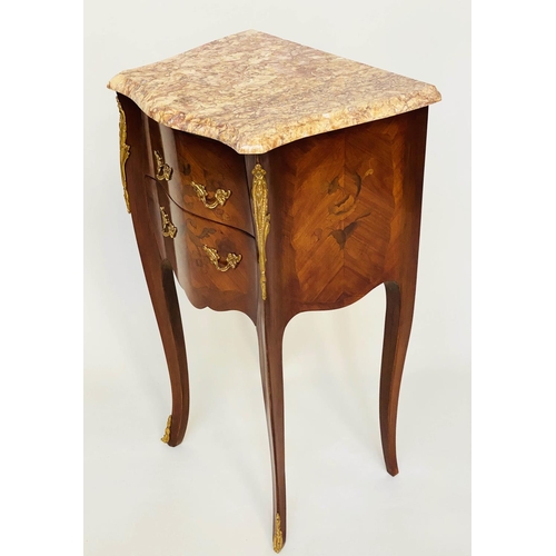 125 - TABLES DE NUIT, a pair, French kingwood and floral marquetry inlaid each with two drawers, 76cm H x ... 