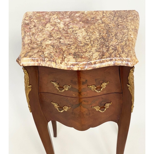 125 - TABLES DE NUIT, a pair, French kingwood and floral marquetry inlaid each with two drawers, 76cm H x ... 