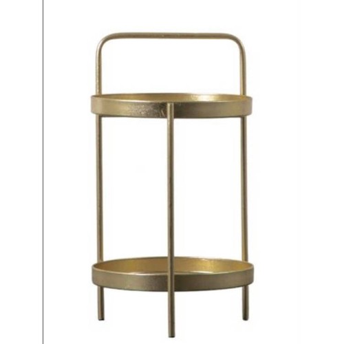 394 - SIDE TABLE, 1960s French style, 2 tier design, gilt finish, 40cm W x 40cm D x 72cm H.