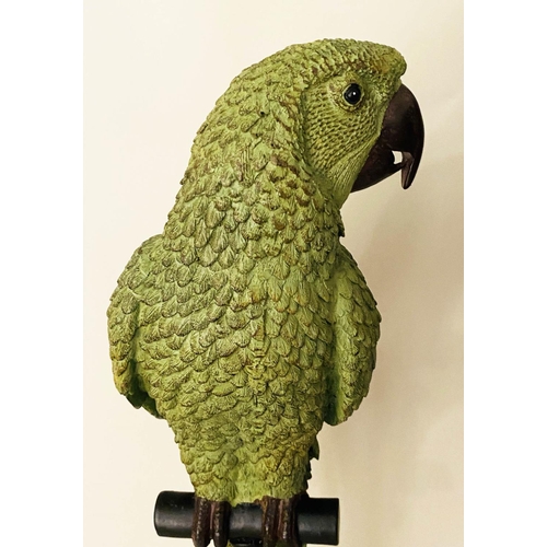 321 - SCULPTURAL PARROTS, a pair, 116cm H x 25cm W, polychrome finish. (2)