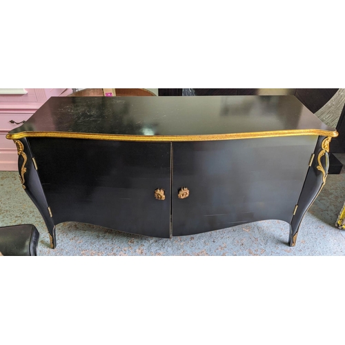 328 - SIDEBOARD, 158cm W x 55cm D x 83cm H, French style, black and gilt.