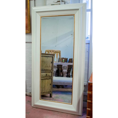 334 - WALL MIRROR, white painted frame, bevelled edge glass, 190cm H x 99cm.