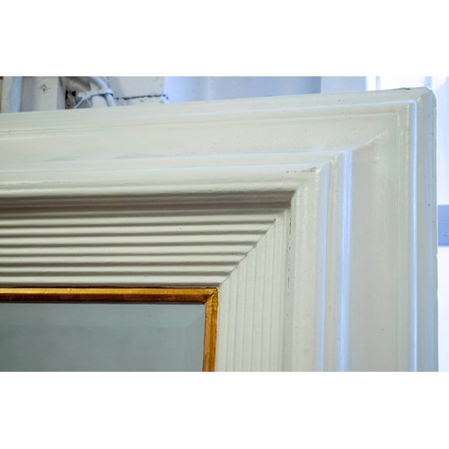 334 - WALL MIRROR, white painted frame, bevelled edge glass, 190cm H x 99cm.