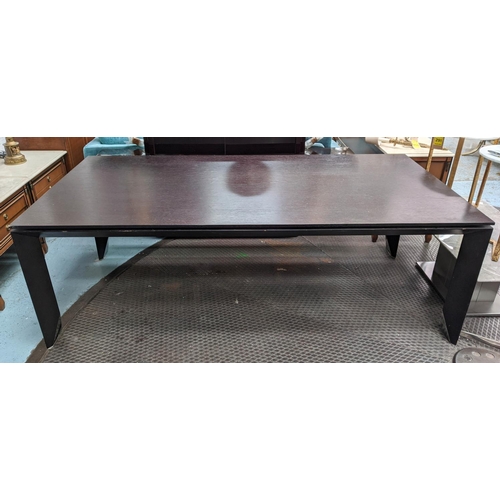 357 - DINING TABLE, dark wooden construction with a rectangular top, 220cm L x 74cm H x 110cm D.