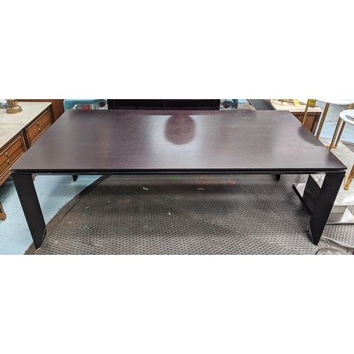 357 - DINING TABLE, dark wooden construction with a rectangular top, 220cm L x 74cm H x 110cm D.