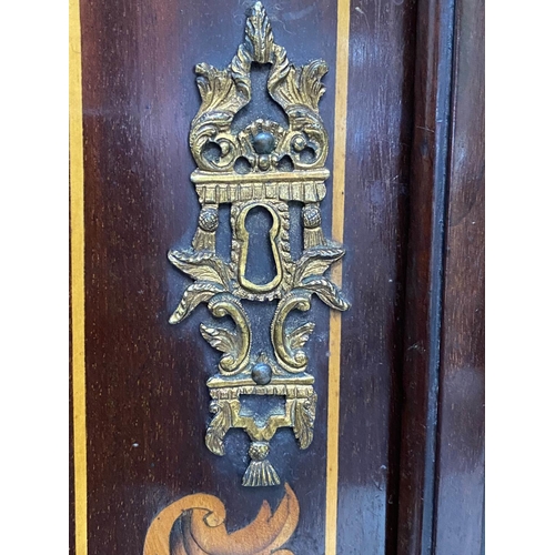 173 - DUTCH BOOKCASE, 19th century mahogany and satinwood marquetry inlay with two glazed panelled doors a... 