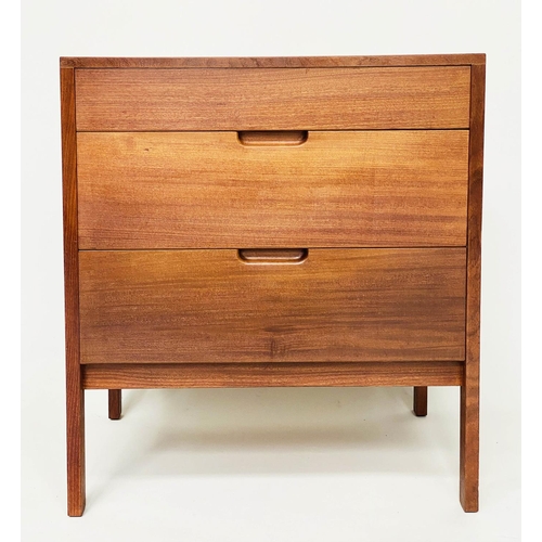 269 - CHEST, 1970s Danish teak with three long drawers, recessed handles and stile supports, 63cm W x 75cm... 