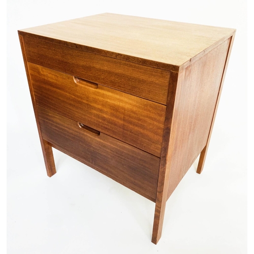 269 - CHEST, 1970s Danish teak with three long drawers, recessed handles and stile supports, 63cm W x 75cm... 