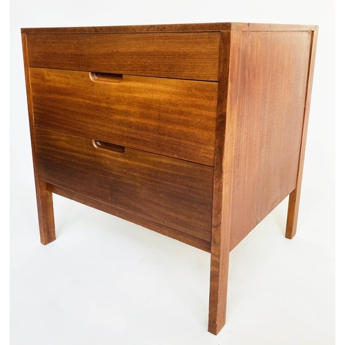 269 - CHEST, 1970s Danish teak with three long drawers, recessed handles and stile supports, 63cm W x 75cm... 