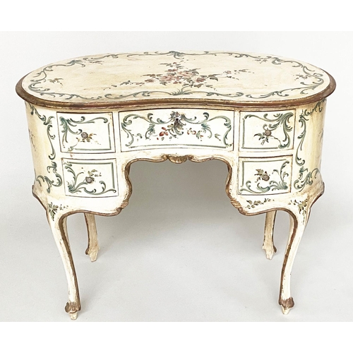 115 - VENETIAN SIDE TABLE, early 20th century Italian hand painted with five drawers, 95cm W x 78cm H x 45... 