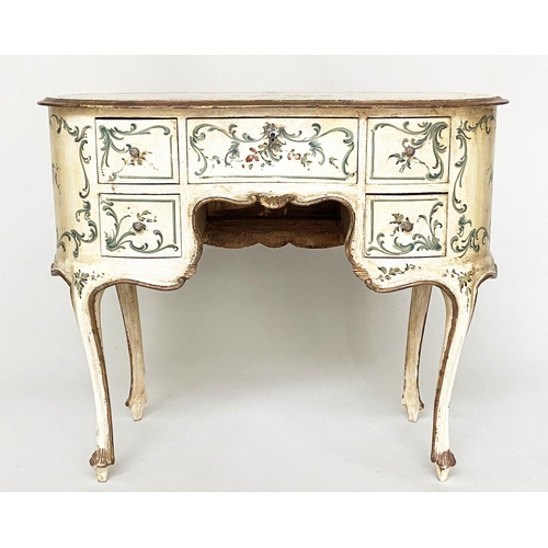 115 - VENETIAN SIDE TABLE, early 20th century Italian hand painted with five drawers, 95cm W x 78cm H x 45... 