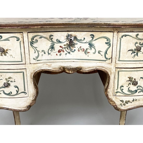 115 - VENETIAN SIDE TABLE, early 20th century Italian hand painted with five drawers, 95cm W x 78cm H x 45... 