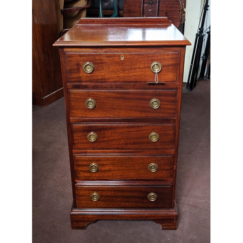 143 - CHEST, George III style, mahogany, fitted with five drawers, narrow proportions, 94cm H x 50cm W x 4... 