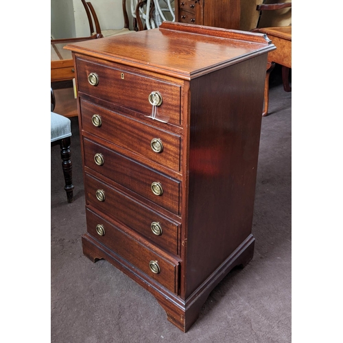 143 - CHEST, George III style, mahogany, fitted with five drawers, narrow proportions, 94cm H x 50cm W x 4... 