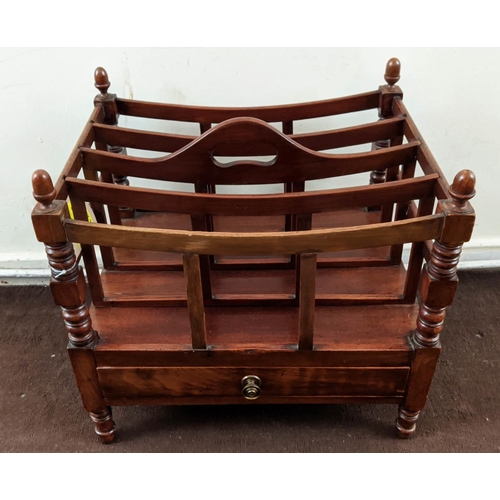 148 - CANTERBURY, 19th century and later mahogany four tier sectioned, single drawer, turned supports, han... 