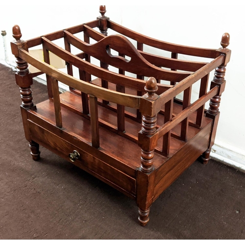 148 - CANTERBURY, 19th century and later mahogany four tier sectioned, single drawer, turned supports, han... 