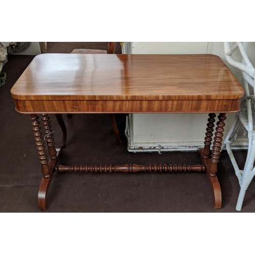 149 - SIDE TABLE, Victorian, plus two Victorian chairs, the mahogany table raised on bobbin legs, 69cm H x... 