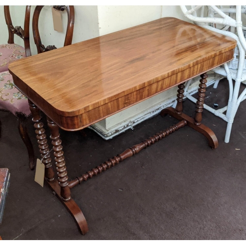 149 - SIDE TABLE, Victorian, plus two Victorian chairs, the mahogany table raised on bobbin legs, 69cm H x... 