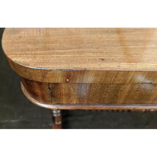 149 - SIDE TABLE, Victorian, plus two Victorian chairs, the mahogany table raised on bobbin legs, 69cm H x... 