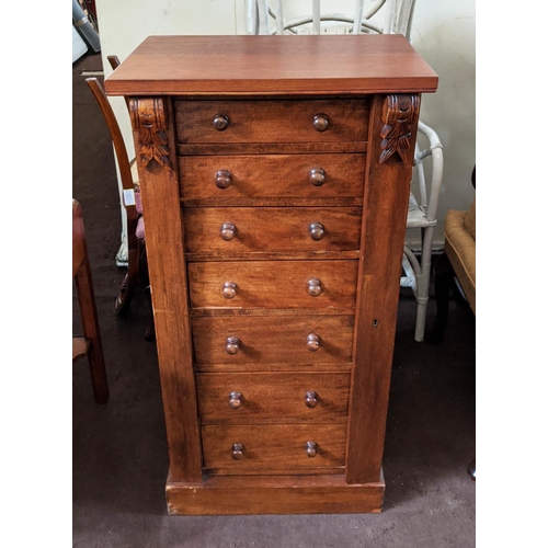 152 - WELLINGTON CHEST, Victorian and later mahogany fitted with seven graduated drawers, 103cm H x 51cm W... 