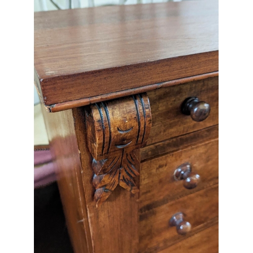 152 - WELLINGTON CHEST, Victorian and later mahogany fitted with seven graduated drawers, 103cm H x 51cm W... 