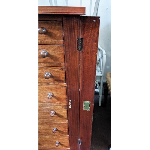 152 - WELLINGTON CHEST, Victorian and later mahogany fitted with seven graduated drawers, 103cm H x 51cm W... 