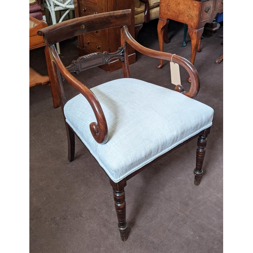 153 - WORK TABLE AND OPEN ARMCHAIR, the Victorian work table, walnut veneered with ebonised and marquetry ... 