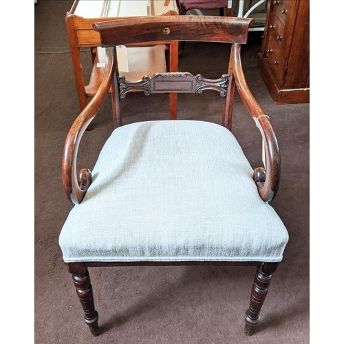 153 - WORK TABLE AND OPEN ARMCHAIR, the Victorian work table, walnut veneered with ebonised and marquetry ... 