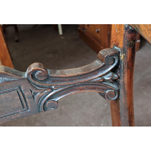 153 - WORK TABLE AND OPEN ARMCHAIR, the Victorian work table, walnut veneered with ebonised and marquetry ... 