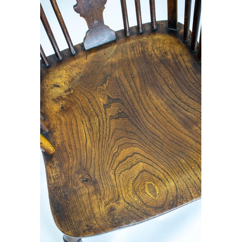 246 - WINDSOR ARMCHAIR, 103cm H x 61c m W, Victorian elm and birch, with wheel splat.