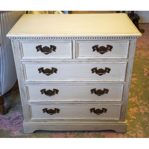 249 - CHEST, 79cm H x 75cm W x 38cm D, grey painted of five drawers.