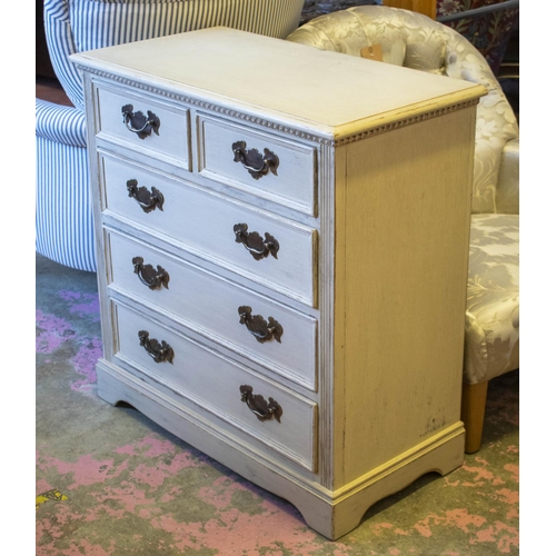 249 - CHEST, 79cm H x 75cm W x 38cm D, grey painted of five drawers.