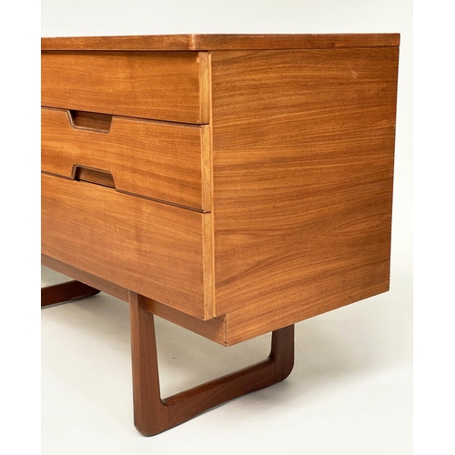 294 - CHEST BY UNIFLEX, 1970s teak with six short drawers, and recessed handles, 120cm W x 46cm D x 71cm H... 