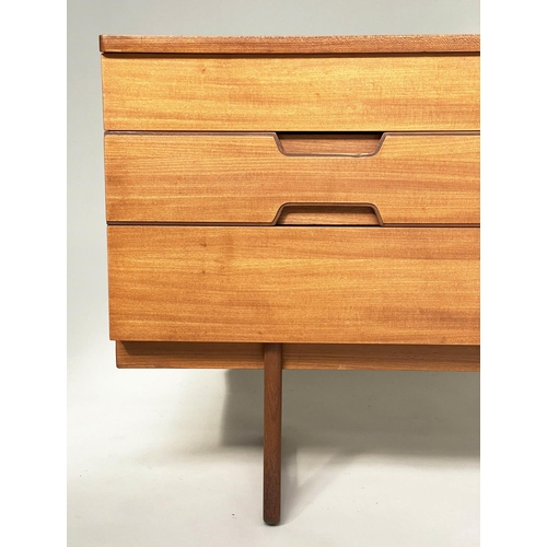 294 - CHEST BY UNIFLEX, 1970s teak with six short drawers, and recessed handles, 120cm W x 46cm D x 71cm H... 