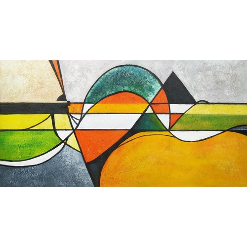 31 - MANNER OF ELLAMARIE WOOLEY (1913-1976), Abstract, oil on canvas, 61cm x 122cm.