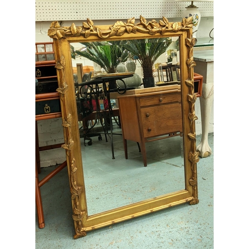 322 - WALL MIRROR, 111cm x 77cm, gilt foliate design frame, bevelled plate.