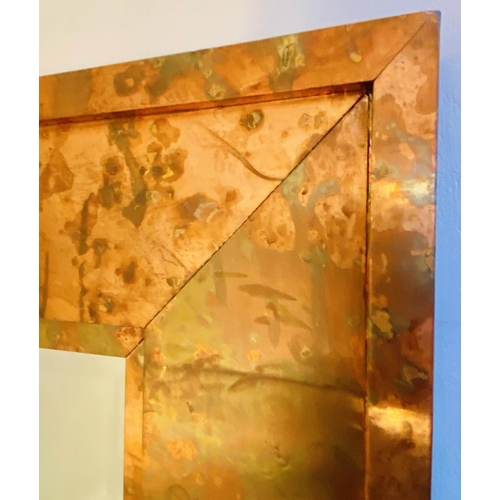 371 - WALL MIRROR, 1970s Italian style coppered 180cm high, 91cm wide, coppered frame.