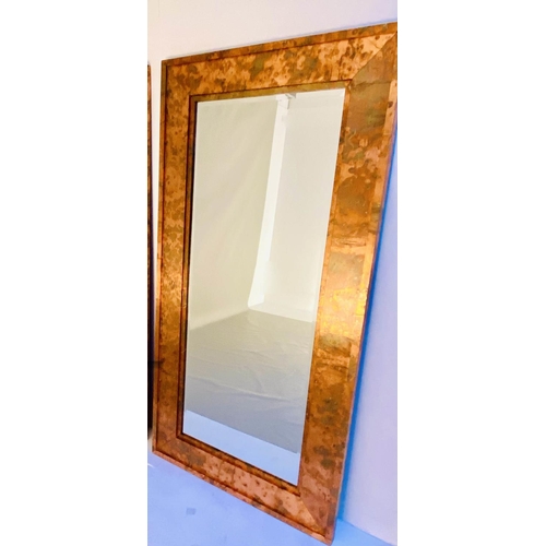 371 - WALL MIRROR, 1970s Italian style coppered 180cm high, 91cm wide, coppered frame.