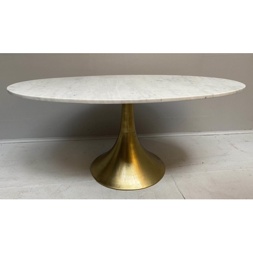 380 - LOW TABLE, 44cm H x 100cm W x 56cm D, 1960s Italian style, marble top, gilt metal base.