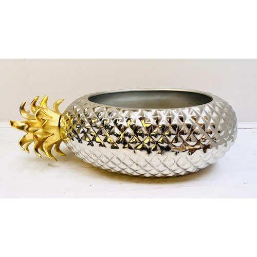 382 - PINEAPPLE WINE COOLER, polished metal with gilt detail.