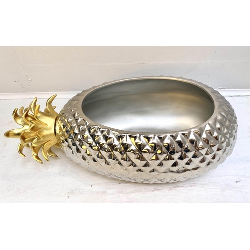 382 - PINEAPPLE WINE COOLER, polished metal with gilt detail.