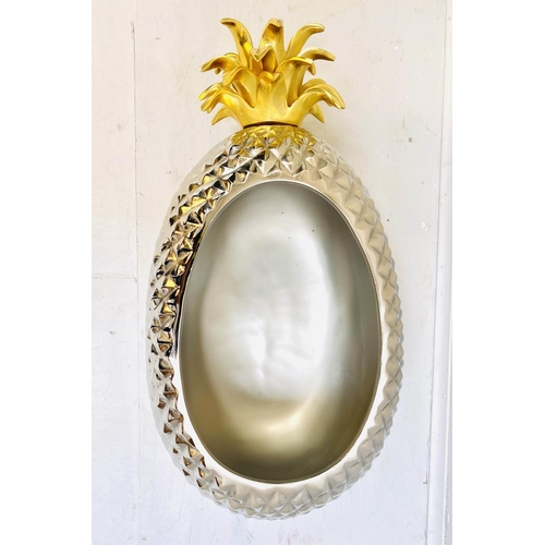 382 - PINEAPPLE WINE COOLER, polished metal with gilt detail.