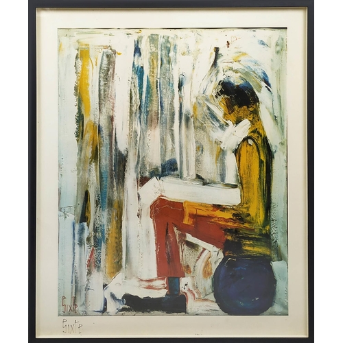 44 - SIXTE BLASCO BRUGUERAS (Cuban 1926-1996), 'Seated Figure', lithograph, 76cm x 63cm, framed.