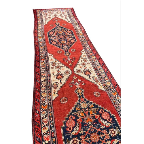 80 - ANTIQUE NORTH WEST PERSIAN RUNNER, 460cm x 110cm