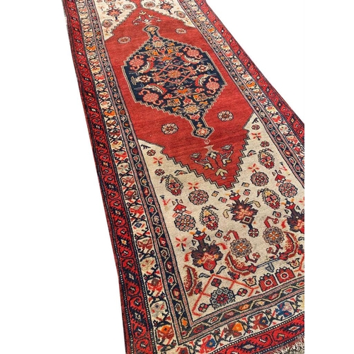 80 - ANTIQUE NORTH WEST PERSIAN RUNNER, 460cm x 110cm